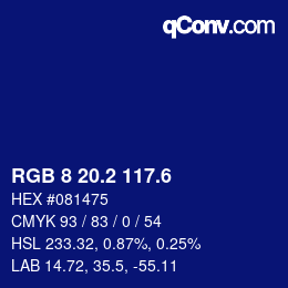 カラーコード: RGB 8 20.2 117.6 | qconv.com