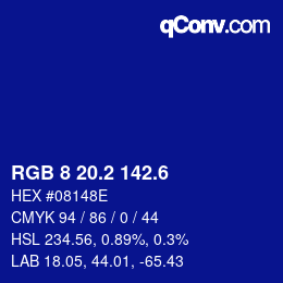 カラーコード: RGB 8 20.2 142.6 | qconv.com