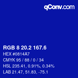 カラーコード: RGB 8 20.2 167.6 | qconv.com