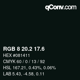 カラーコード: RGB 8 20.2 17.6 | qconv.com