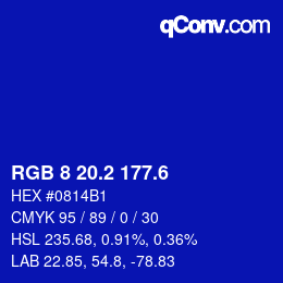 カラーコード: RGB 8 20.2 177.6 | qconv.com