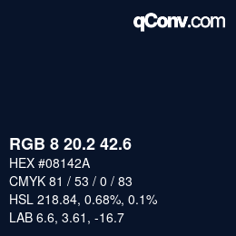 カラーコード: RGB 8 20.2 42.6 | qconv.com