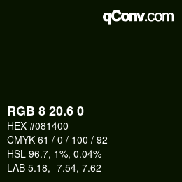 カラーコード: RGB 8 20.6 0 | qconv.com