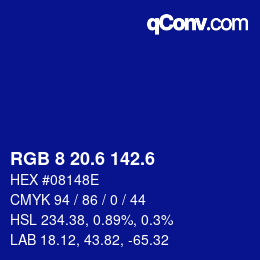 カラーコード: RGB 8 20.6 142.6 | qconv.com