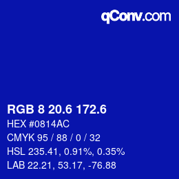 カラーコード: RGB 8 20.6 172.6 | qconv.com