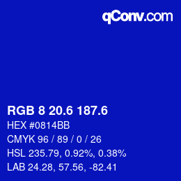 カラーコード: RGB 8 20.6 187.6 | qconv.com