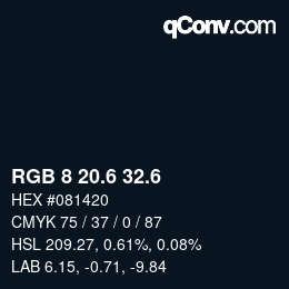 カラーコード: RGB 8 20.6 32.6 | qconv.com