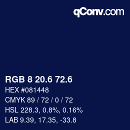 カラーコード: RGB 8 20.6 72.6 | qconv.com