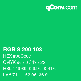 Color code: RGB 8 200 103 | qconv.com