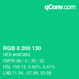 Color code: RGB 8 200 130 | qconv.com