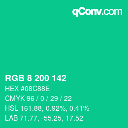 Color code: RGB 8 200 142 | qconv.com
