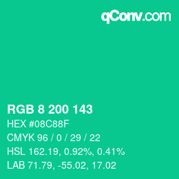 Farbcode: RGB 8 200 143 | qconv.com