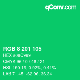 Color code: RGB 8 201 105 | qconv.com