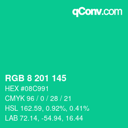 Color code: RGB 8 201 145 | qconv.com