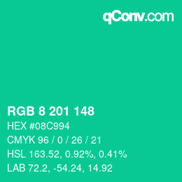 Color code: RGB 8 201 148 | qconv.com