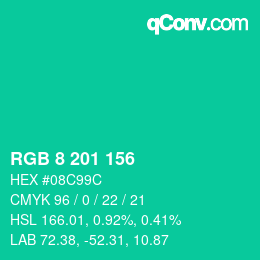 カラーコード: RGB 8 201 156 | qconv.com