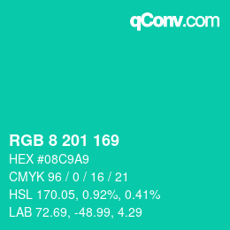 Color code: RGB 8 201 169 | qconv.com