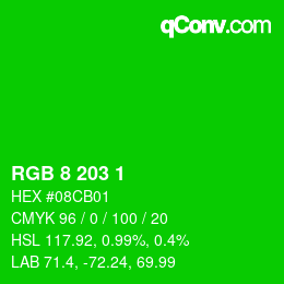 Color code: RGB 8 203 1 | qconv.com
