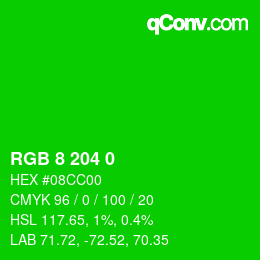 Color code: RGB 8 204 0 | qconv.com