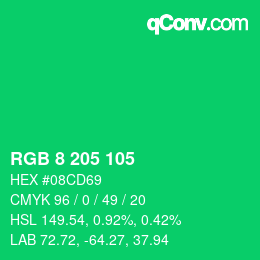 Color code: RGB 8 205 105 | qconv.com