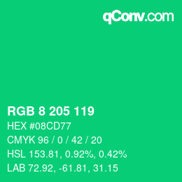 カラーコード: RGB 8 205 119 | qconv.com