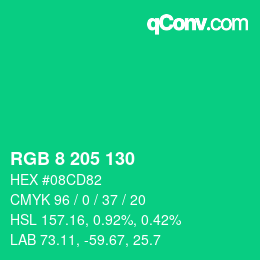 Color code: RGB 8 205 130 | qconv.com