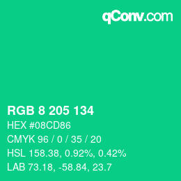 Color code: RGB 8 205 134 | qconv.com