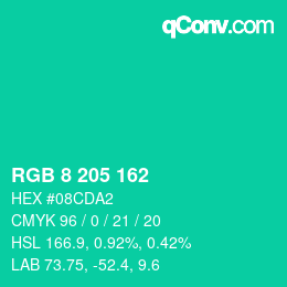 カラーコード: RGB 8 205 162 | qconv.com