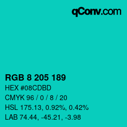 カラーコード: RGB 8 205 189 | qconv.com