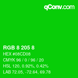 Color code: RGB 8 205 8 | qconv.com