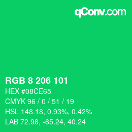 Color code: RGB 8 206 101 | qconv.com