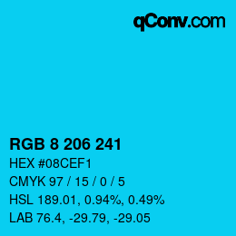 Color code: RGB 8 206 241 | qconv.com