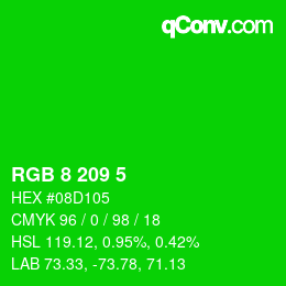 Color code: RGB 8 209 5 | qconv.com