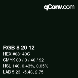 Color code: RGB 8 20 12 | qconv.com