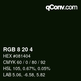 Color code: RGB 8 20 4 | qconv.com