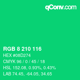 カラーコード: RGB 8 210 116 | qconv.com