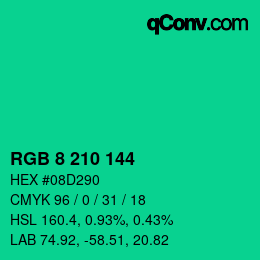 カラーコード: RGB 8 210 144 | qconv.com