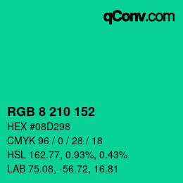 カラーコード: RGB 8 210 152 | qconv.com