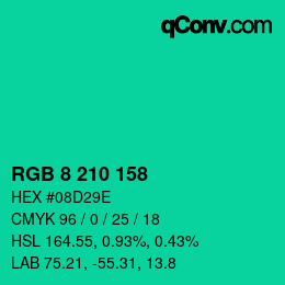 Color code: RGB 8 210 158 | qconv.com