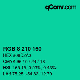 Color code: RGB 8 210 160 | qconv.com