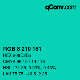 Color code: RGB 8 210 181 | qconv.com