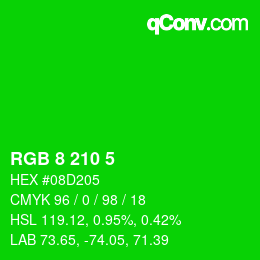 Color code: RGB 8 210 5 | qconv.com