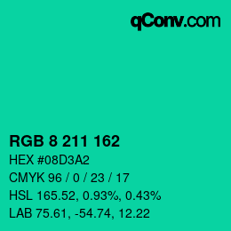 Color code: RGB 8 211 162 | qconv.com