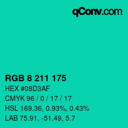 Color code: RGB 8 211 175 | qconv.com