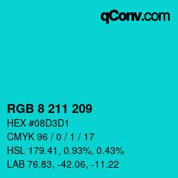 Color code: RGB 8 211 209 | qconv.com