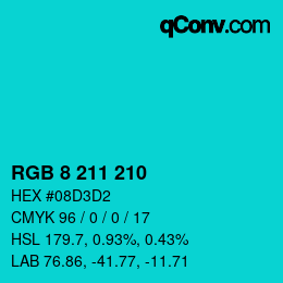 カラーコード: RGB 8 211 210 | qconv.com