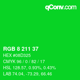 Color code: RGB 8 211 37 | qconv.com