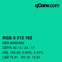 Color code: RGB 8 212 162 | qconv.com