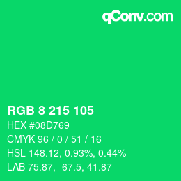 Color code: RGB 8 215 105 | qconv.com