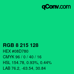 Color code: RGB 8 215 128 | qconv.com